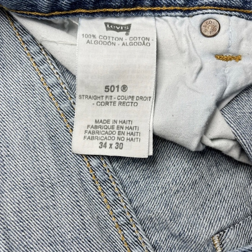 Levi's | Mens 34x30 | Original 501 Straight Leg Button Fly‎ Blue Denim Jeans - Picture 9 of 12